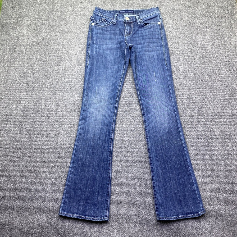 Rock & Republic‎ Kasandra Low Rise Bootcut Jeans Blue Rhinestone Pocket Size 2M